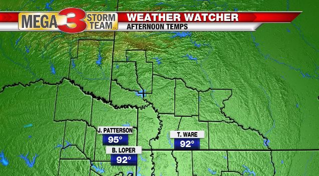 Northern ArkLaTex Weather Watcher High Temperatures for 6/21/19